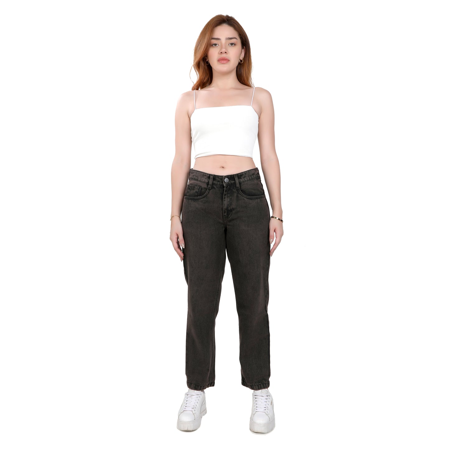 Vintage Brown Straight Fit Jeans