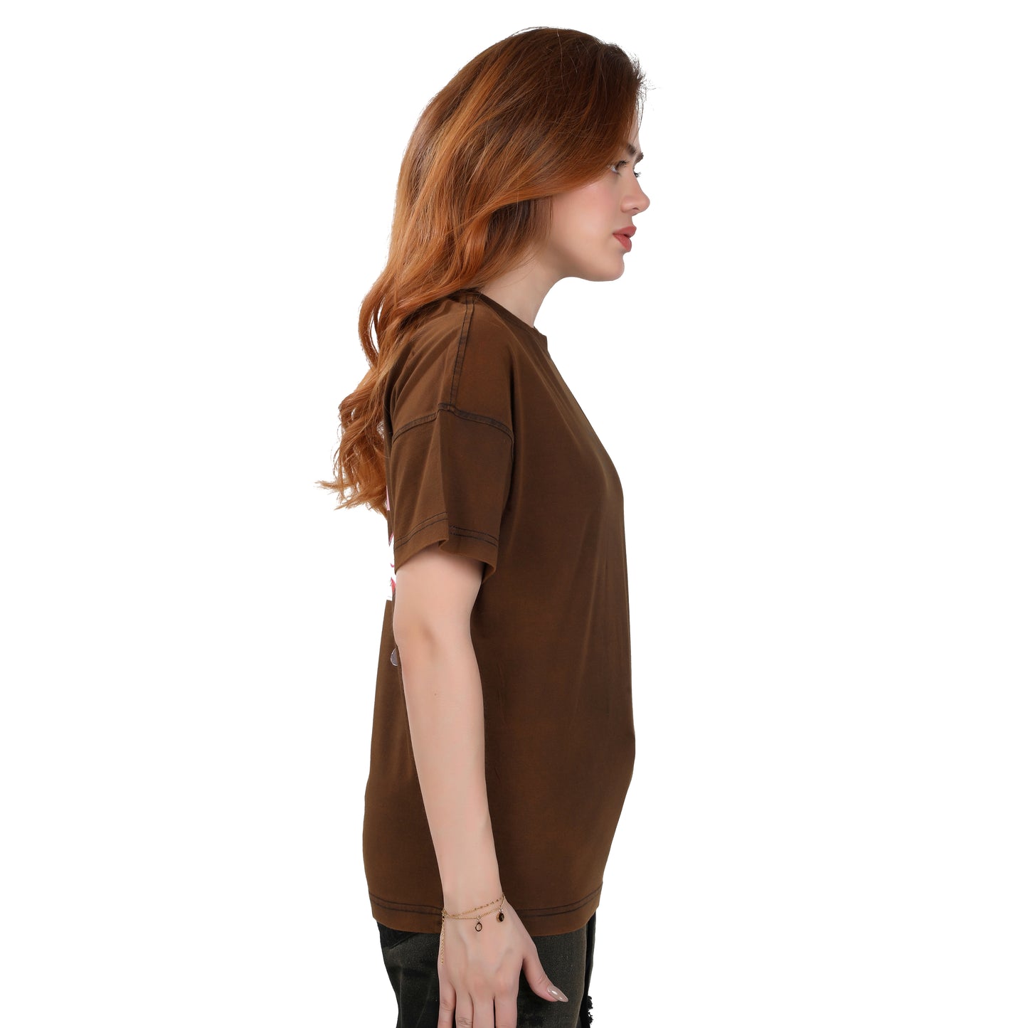 Brown Oversized T-shirt – "Catch Us If You Can"