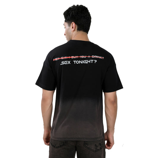 Sex Tonight? Dip-Dyed Oversized T–Shirt Black