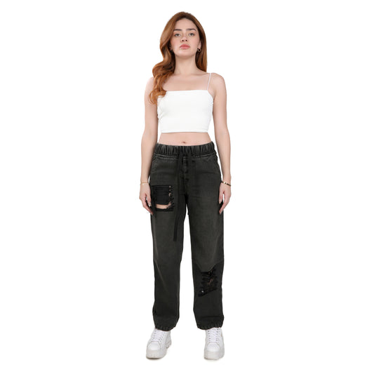 Distressed Jogger Jeans