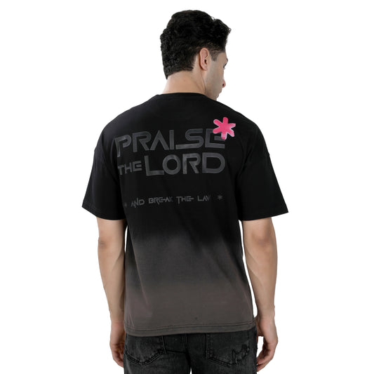 Black Oversized T-shirt – Praise the Lord and Break the Law