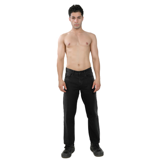 Straight Fit Washed Black Denim Jeans