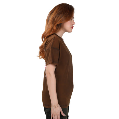 Brown Oversized T-shirt – "Catch Us If You Can"